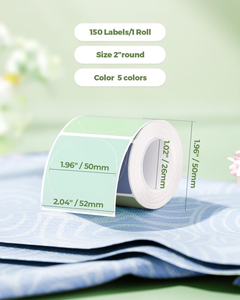 MUNBYN 2 Inch Circle Thermal Labels, Multicolor Thermal Label Stickers for Custom Logo, Candle, 150 Sheets/1 Roll - Image 2